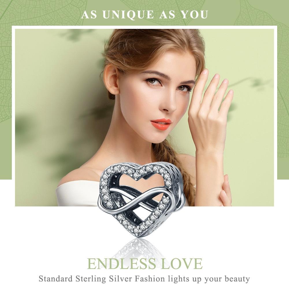 925 Sterling Silver Heart Diamond Beads For Diy Bracelets