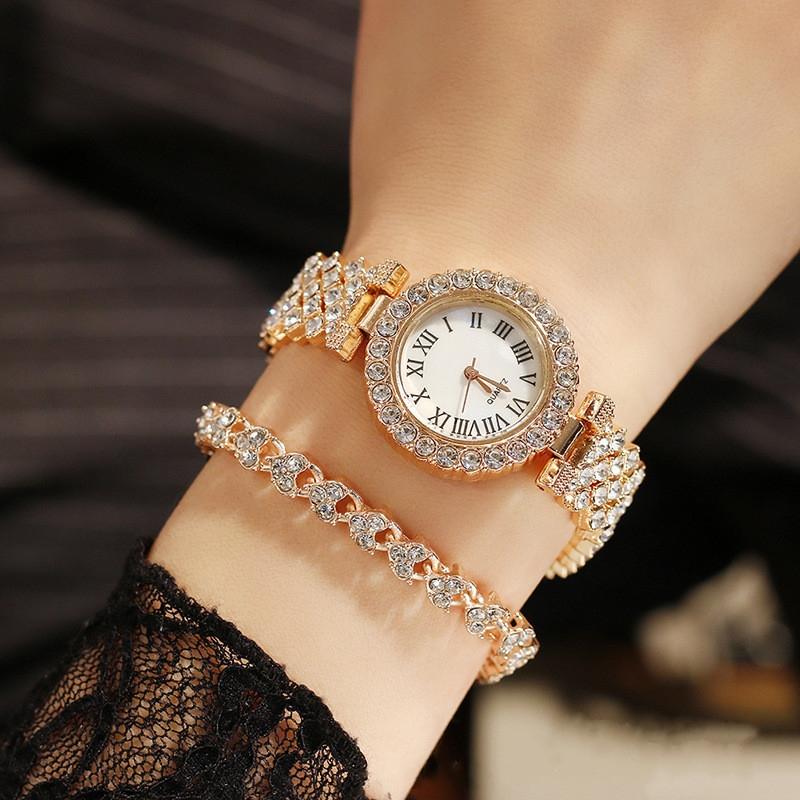 Silver Roman Diamond Women Quartz Watch
