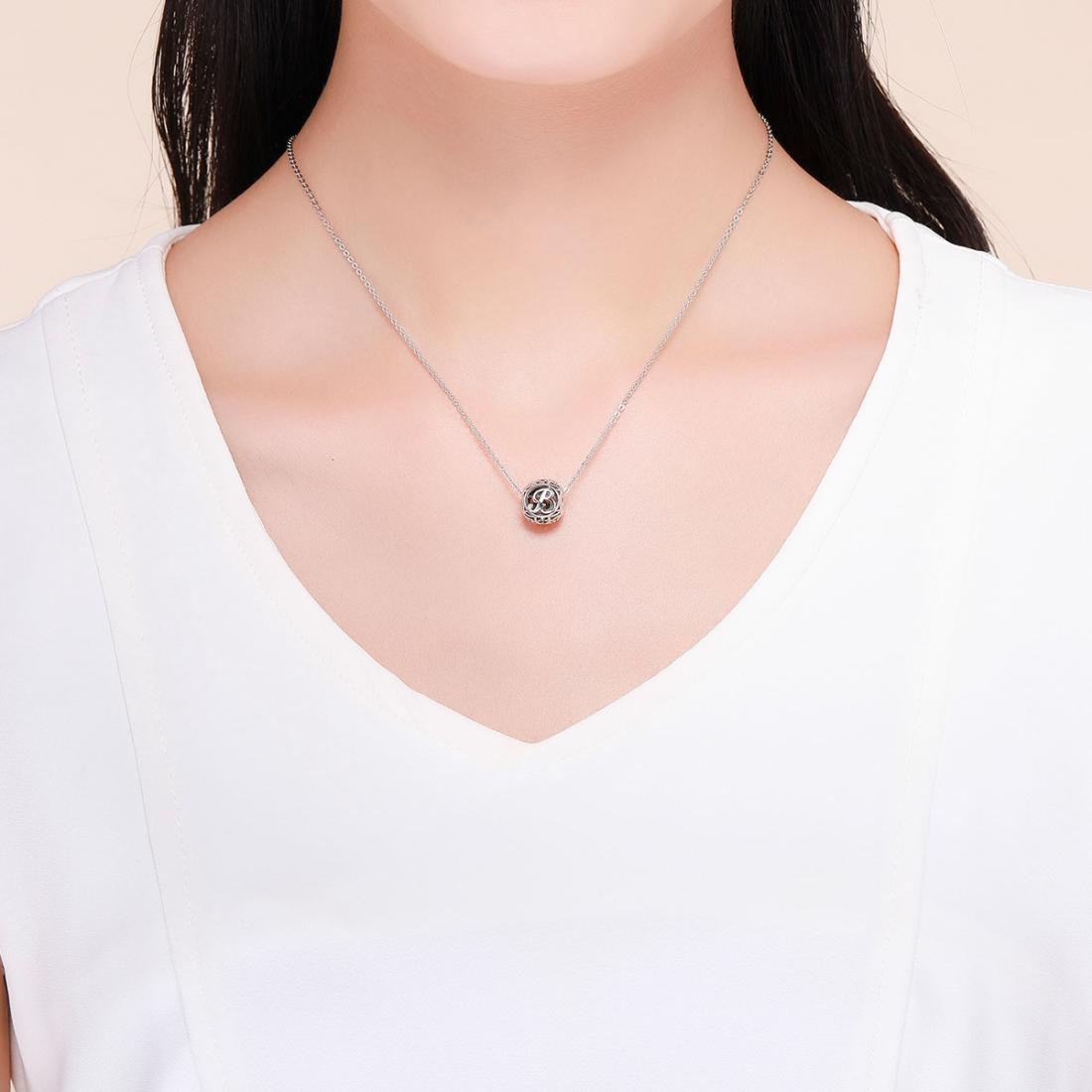 925 Sterling Silver Personalized Letter Beads For Diy Bracelets & Necklaces Style - B