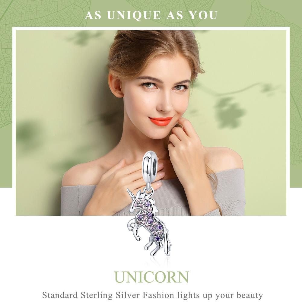 925 Sterling Silver Unicorn Diy Beaded Bracelet Necklace Set Pendant Beads Style - Bead + Necklace