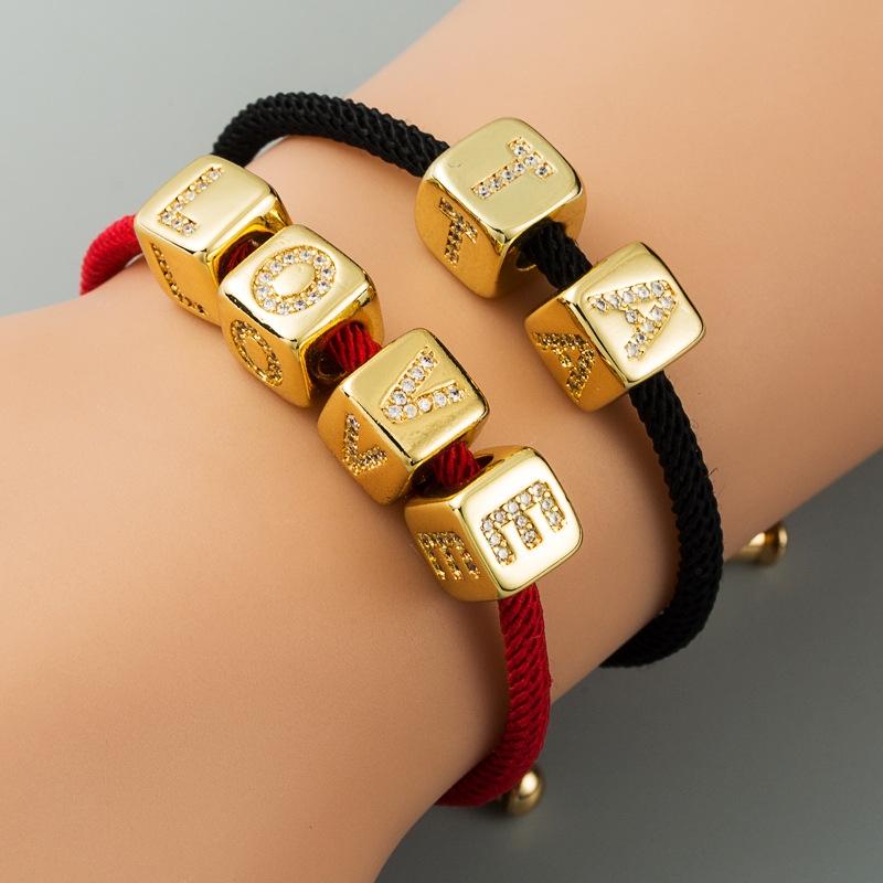 Brass Micro Inlaid Couple Red String Diy Bracelet Style - L