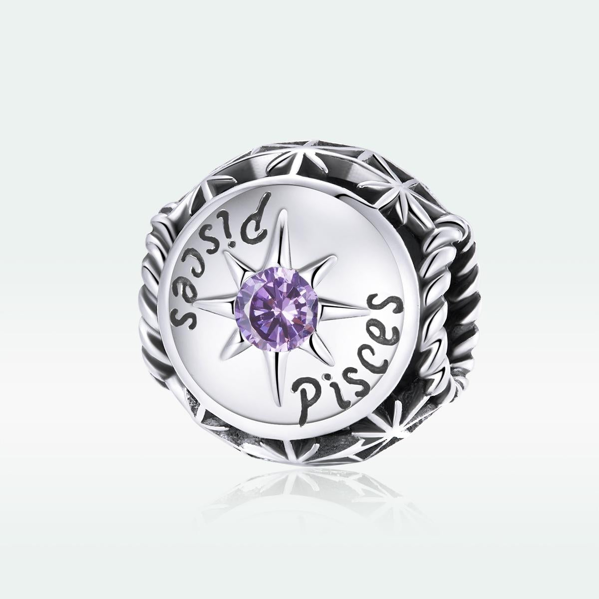 925 Sterling Silver Zodiac Zircon Bead Bracelet / Necklace Set Pisces Style - Pisces