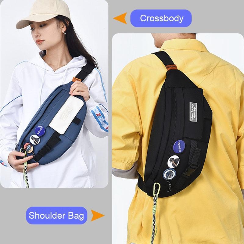 Chest Shoulder Messenger Bag Badge - Grey + Badge