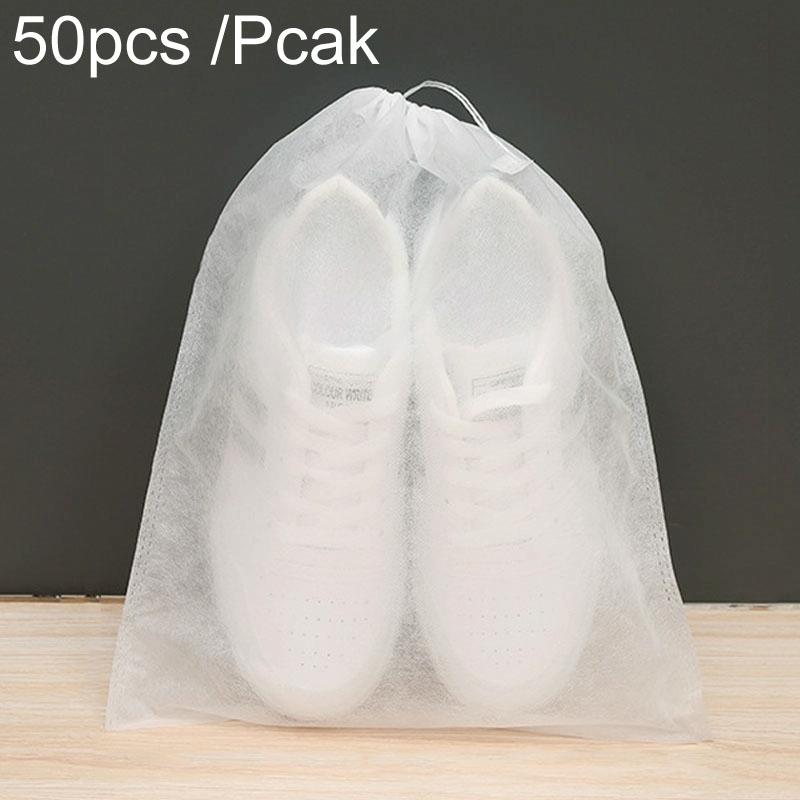 50 Pcs Thickened Non Woven Shoe Storage Bag Portable & Sunscreen - 50Pcs /Pack 32X48Cm Large