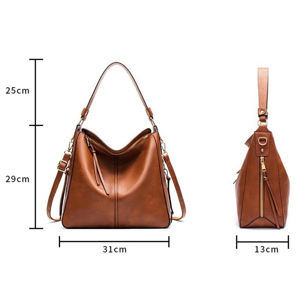 Adjustable Leather Tote Bag with Multi-compartments - Large Capacity