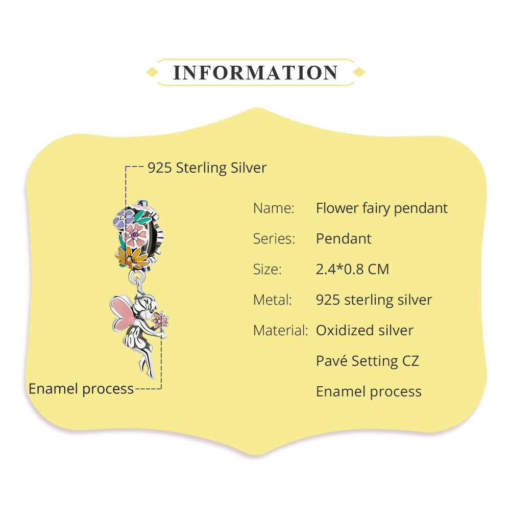 925 Sterling Silver Flower Elf Pendant For Bracelet Or Necklace