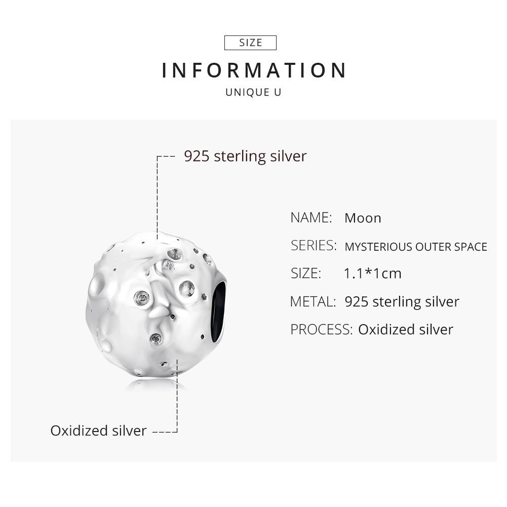 925 Sterling Silver Moon Beads For Diy Bracelets & Necklaces