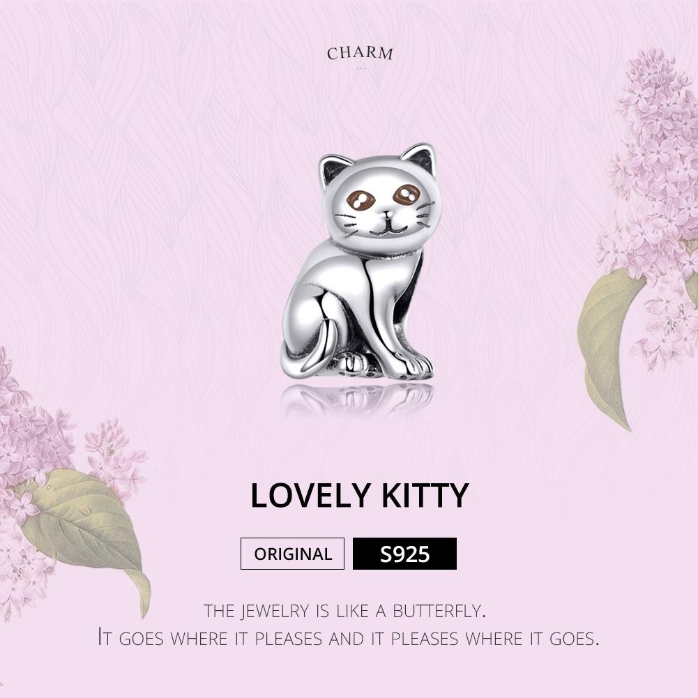 925 Sterling Silver Adorable Cat Beaded Bracelet