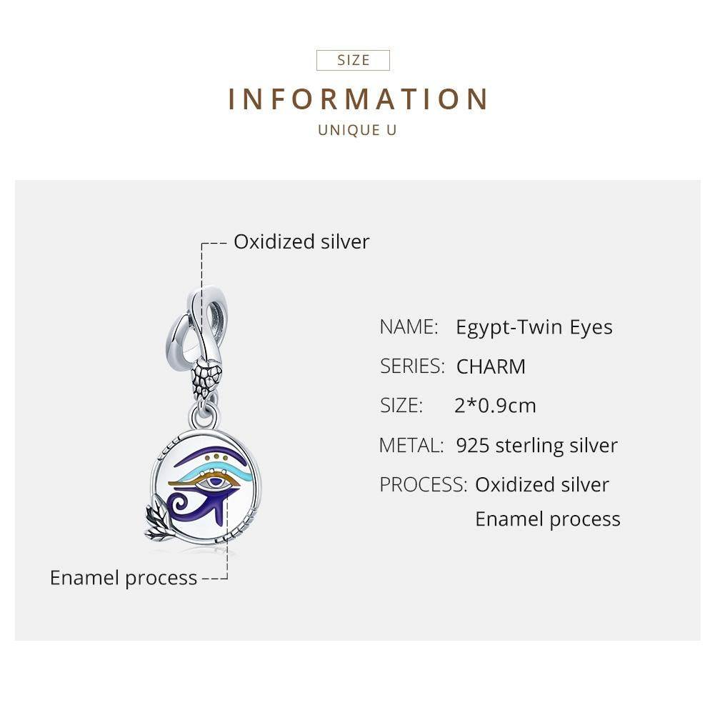 925 Sterling Silver Egyptian Twin Eyes Pendant