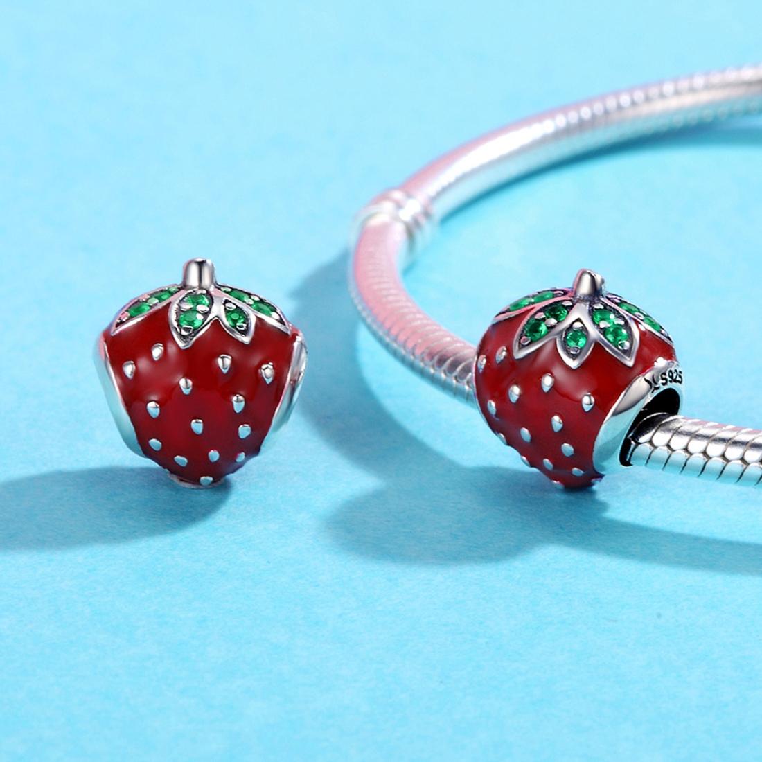 925 Sterling Silver Strawberry Beads For Diy Bracelets