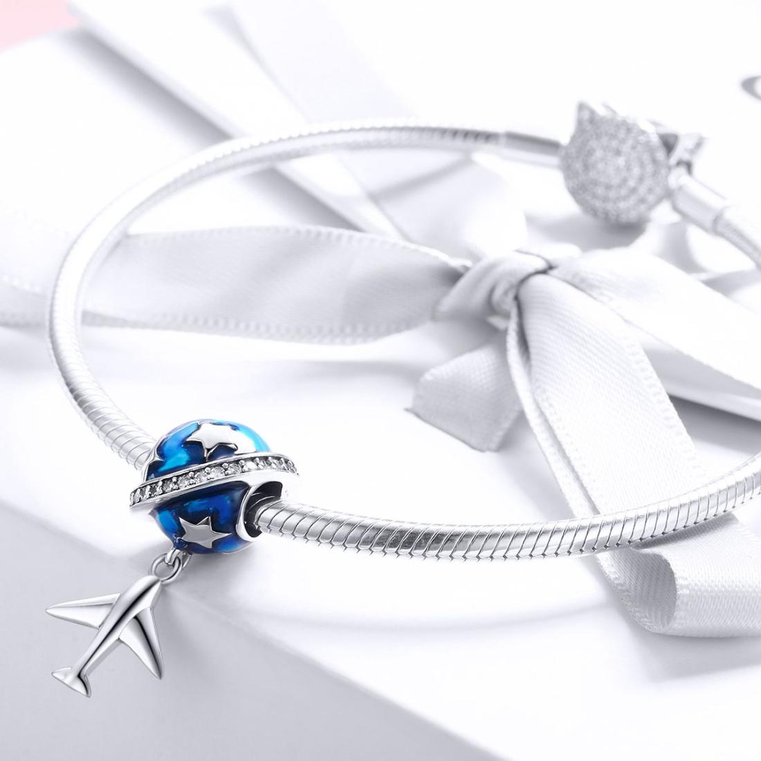 925 Sterling Silver Travel Dream Airplane Oil Drip Bead