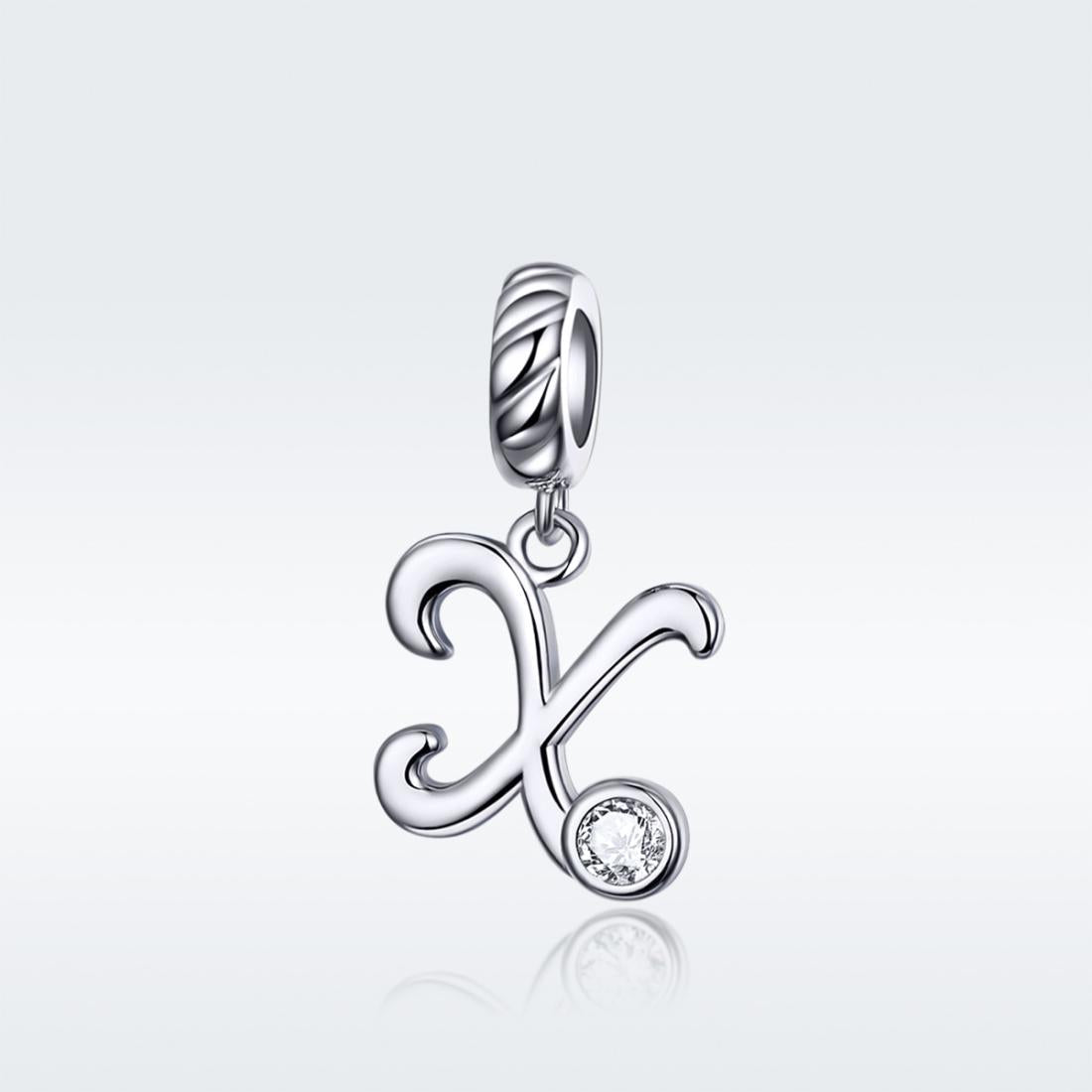925 Sterling Silver Personalized Letter Pendant For Diy Bracelets And Necklaces Style - X