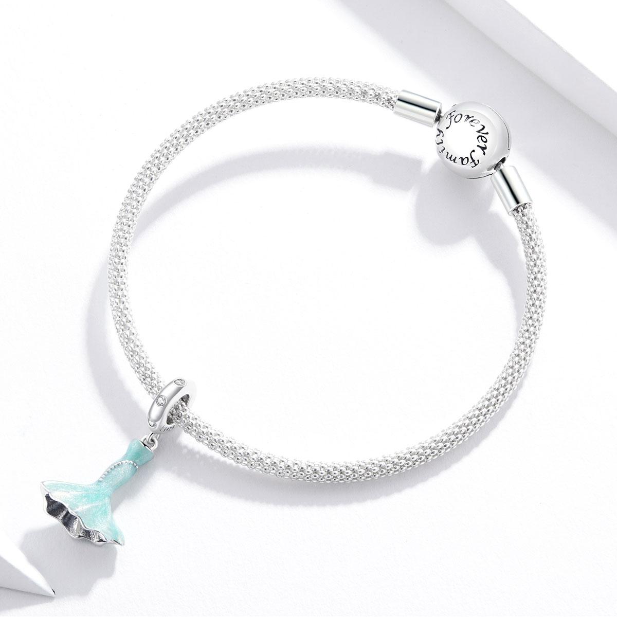 925 Sterling Silver Mermaid Skirt Pendant For Diy Bracelet Or Necklace