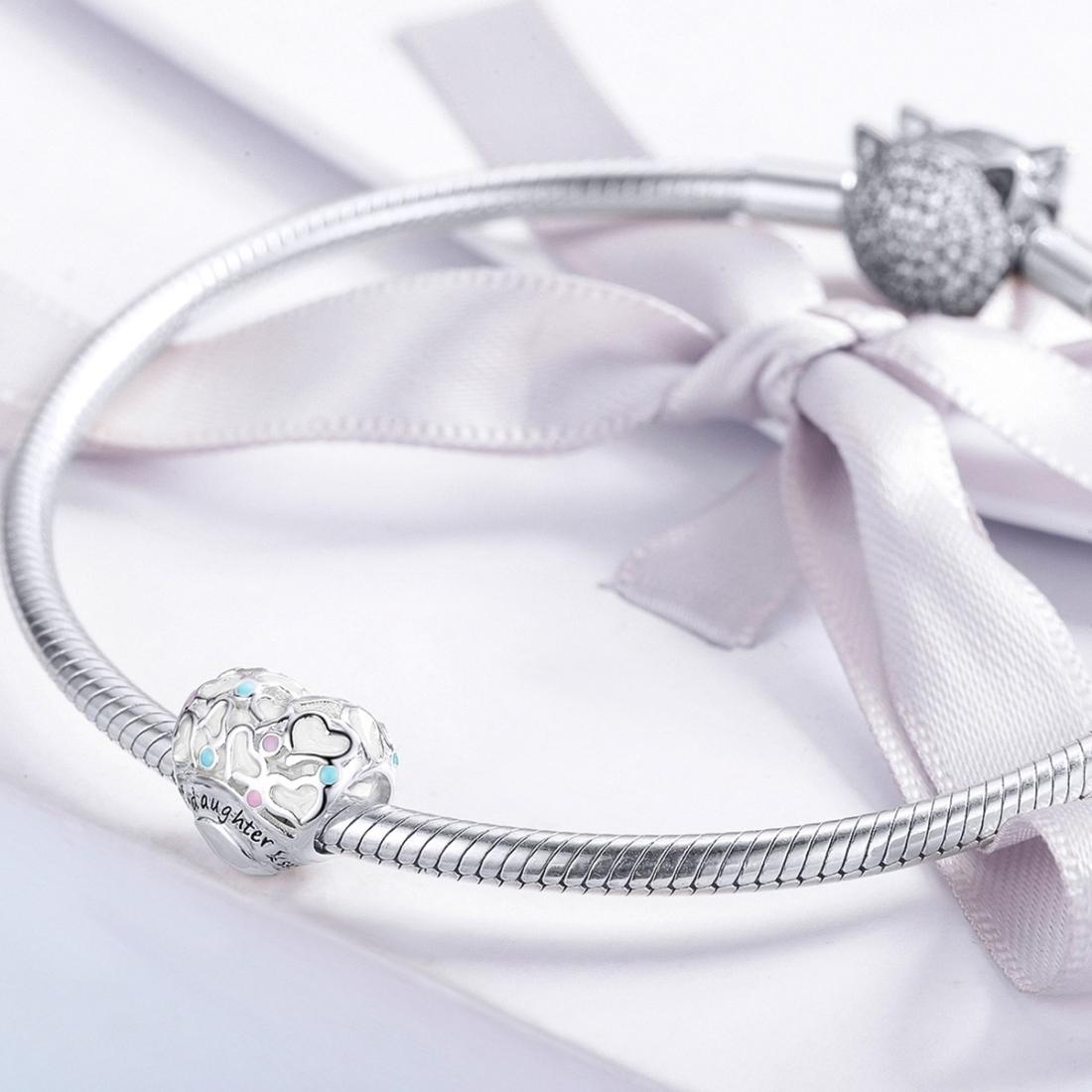 925 Sterling Silver Love Heart Beaded Bracelet Charms