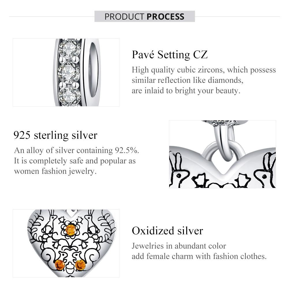 925 Sterling Silver Pine Cone Squirrel Pendant Diy Bracelet / Necklace