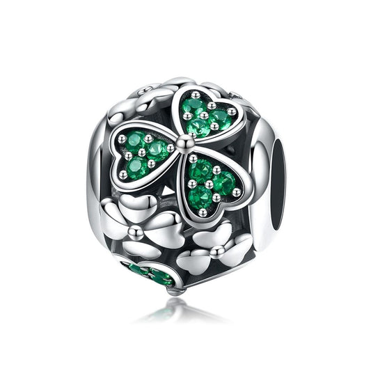 925 Sterling Silver Green Clover Bead For Diy Bracelets
