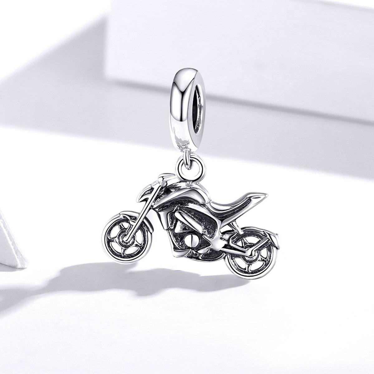 925 Sterling Silver Motorcycle Pendant For Bracelet Or Necklace