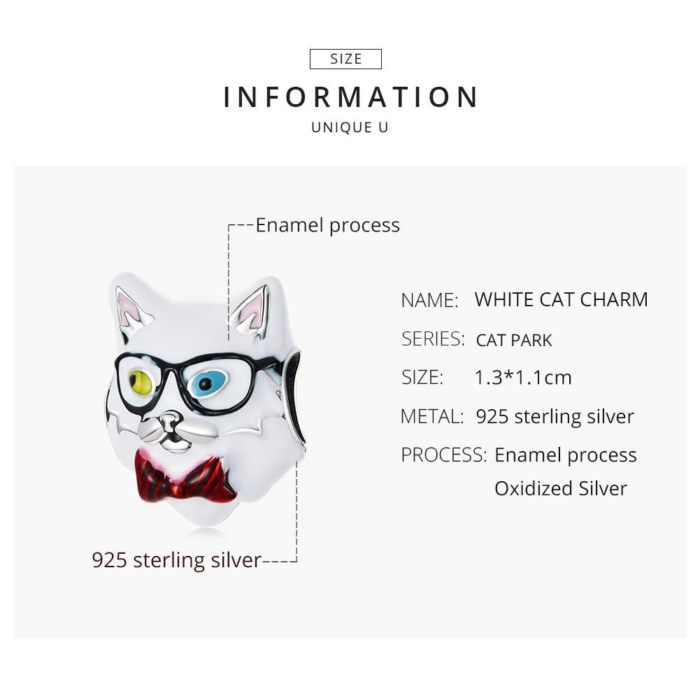 925 Sterling Silver Cat Bead For Diy Bracelet Or Necklace