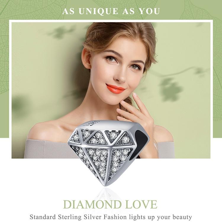 925 Sterling Silver Love Diamond Beads For Diy Bracelet