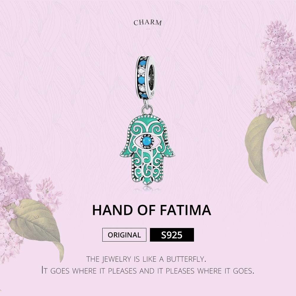 925 Sterling Silver Hand Of Fatima Pendant For Diy Bracelets & Necklaces