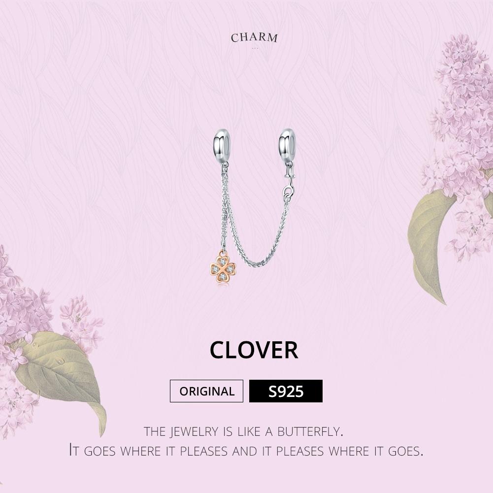925 Sterling Silver Platinum Plated Clover Safety Chain For Diy Bracelets
