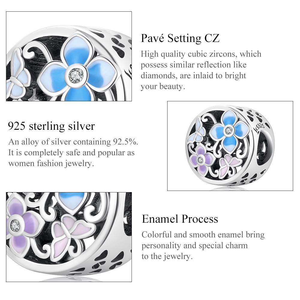 925 Sterling Silver Flower Butterfly Beads For Diy Bracelets & Necklaces