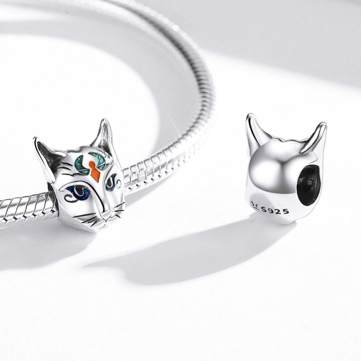 925 Sterling Silver Egyptian Cat God Bead For Diy Bracelet / Necklace