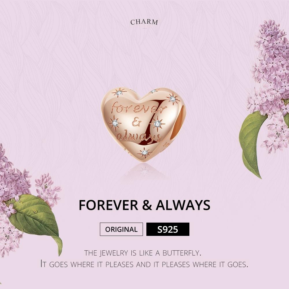 925 Sterling Silver Golden Heart Loose Beads For Diy Bracelets