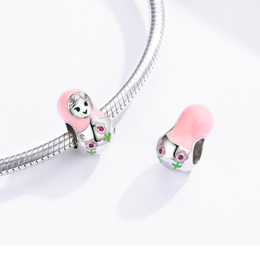 925 Sterling Silver Russian Doll Beaded Bracelet