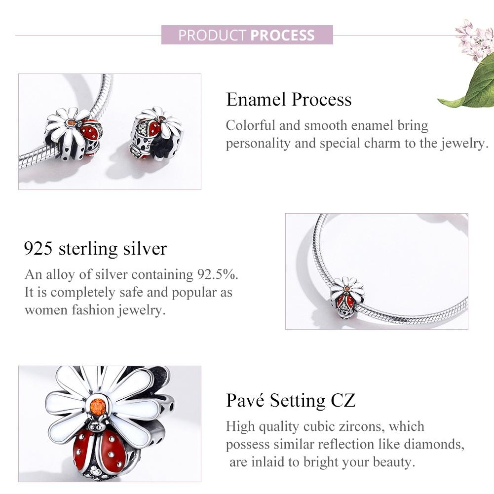 925 Sterling Silver Ladybug Beads For Diy Bracelets & Necklaces