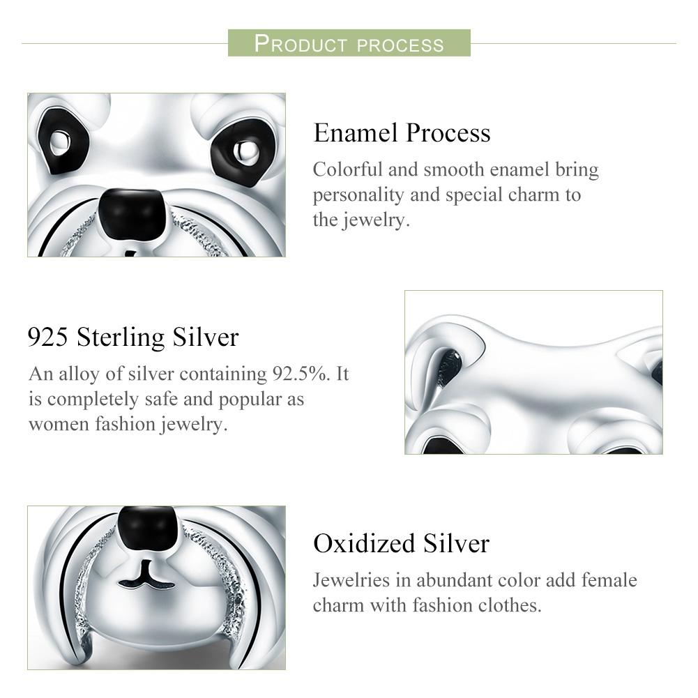 925 Sterling Silver Schnauzer Beads Platinum Plated