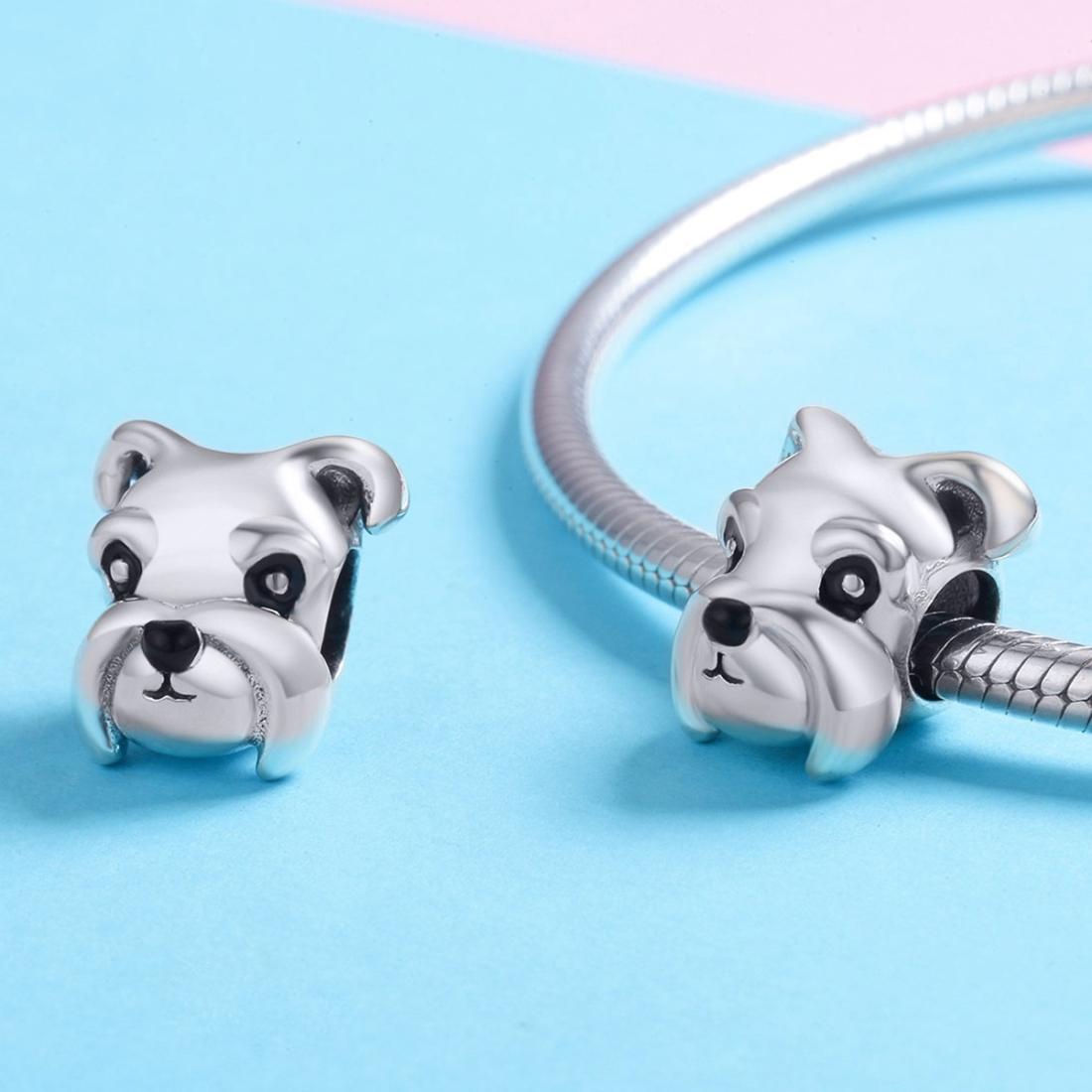 925 Sterling Silver Schnauzer Beads Platinum Plated