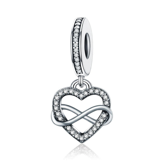 925 Sterling Silver Heart Diamond Pendant For Bracelet Or Necklace