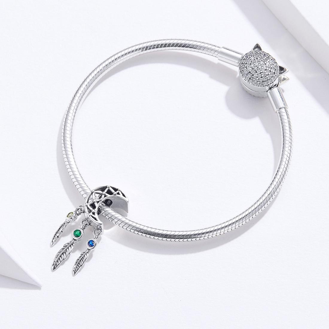 925 Sterling Silver Moon Beaded Bracelet Accessory