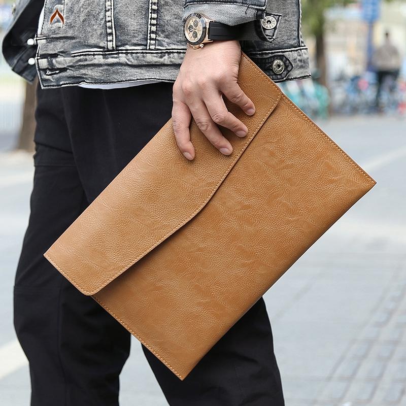 13.3 Inch Laptop Sleeve & Power Bag - Litchi Pattern Pu Leather Black