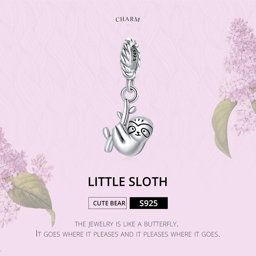 925 Sterling Silver Sloth Pendant For Diy Bracelets & Necklaces