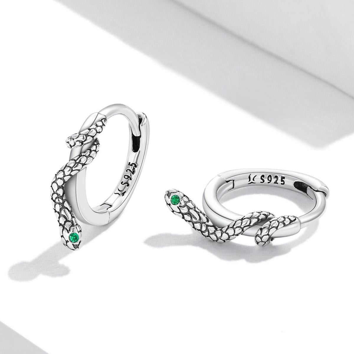925 Sterling Silver Snake Ear Buckle Earrings For Women