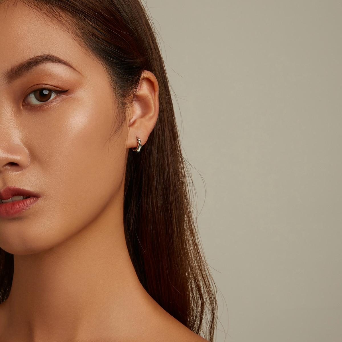 925 Sterling Silver Snake Ear Buckle Earrings For Women