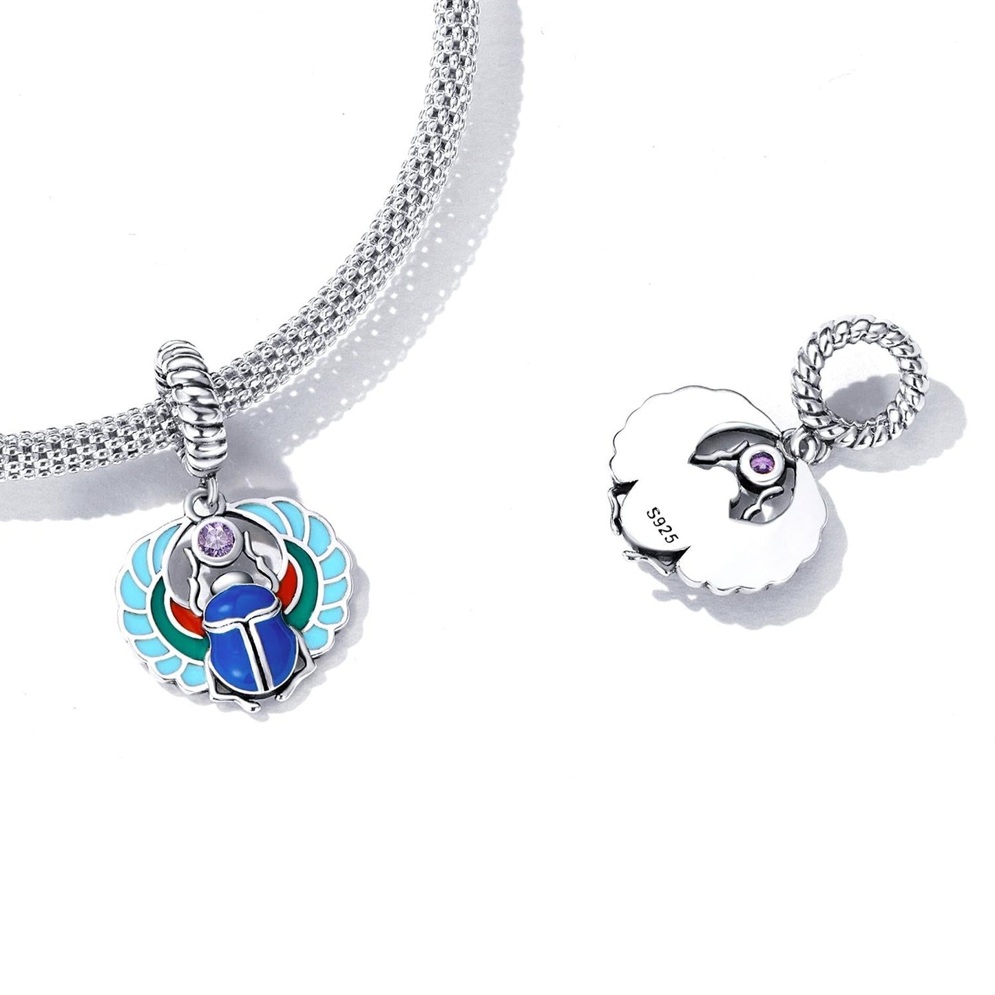925 Sterling Silver Scarab Pendant For Bracelets & Necklaces