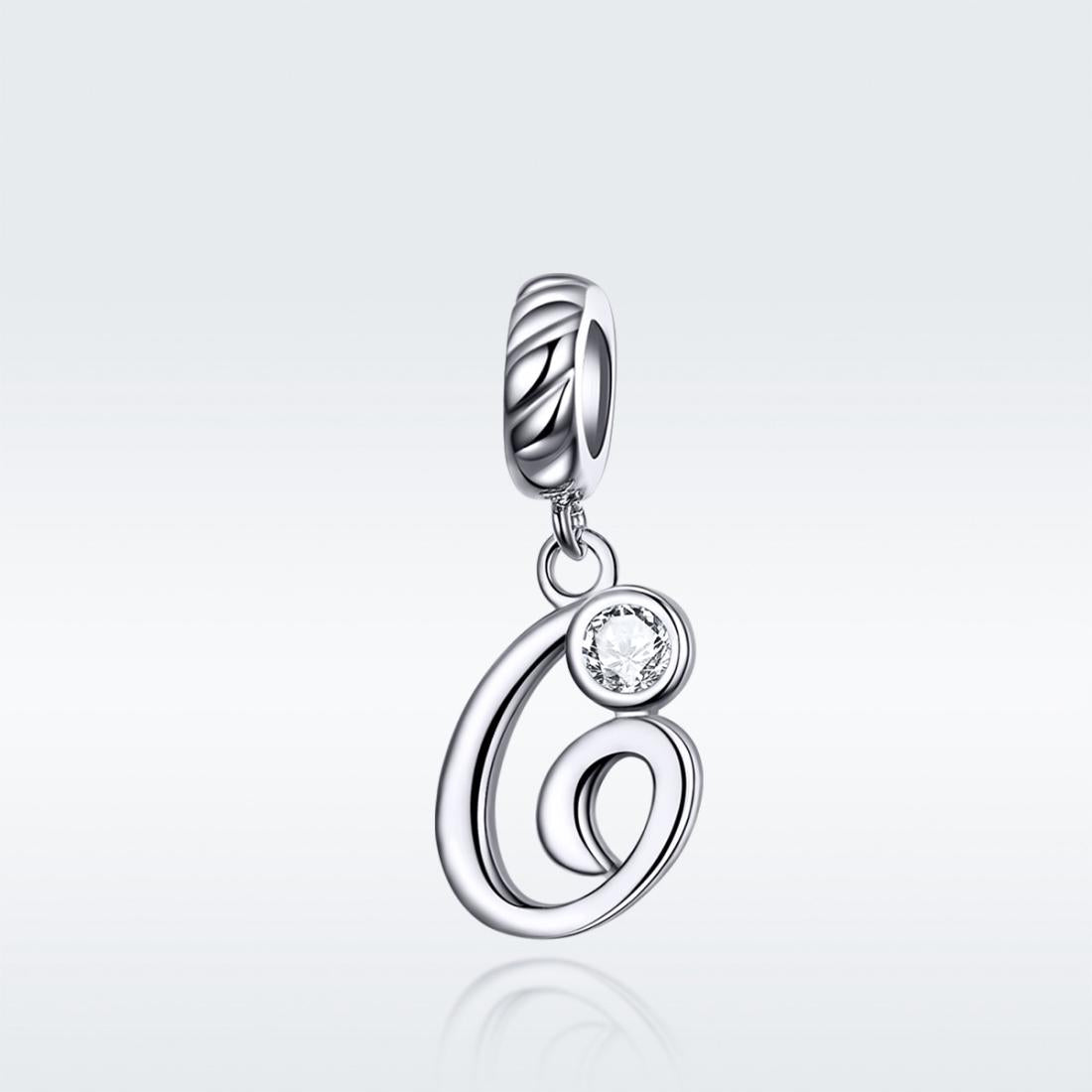 925 Sterling Silver Personalized Letter Pendant For Diy Bracelets & Necklaces Style - G