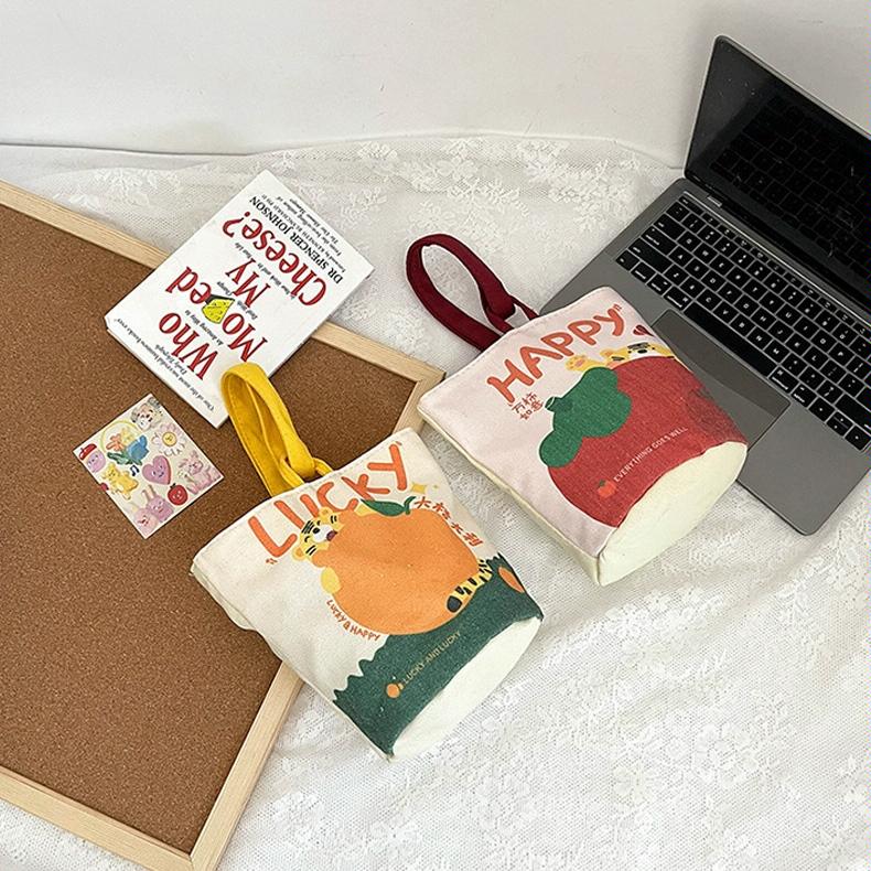 Cartoon Style Handbag - Cute Portable Outdoor - Persimmon