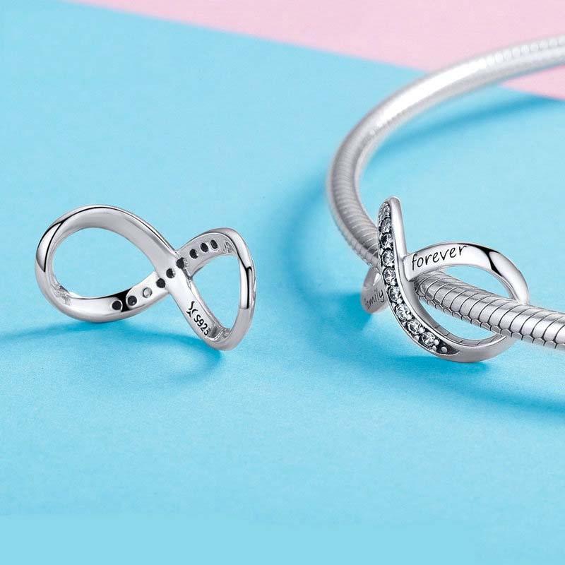 925 Sterling Silver Forever Family Infinity Bracelet