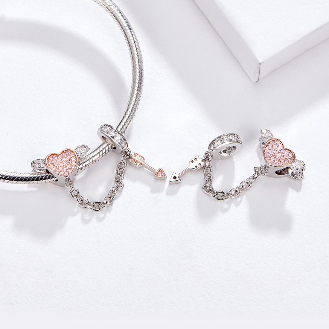 925 Sterling Silver Heart Safety Chain For Diy Bracelets