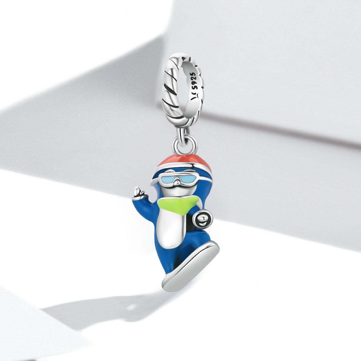 925 Sterling Silver Ski Penguin Pendant For Diy Bracelets & Necklaces
