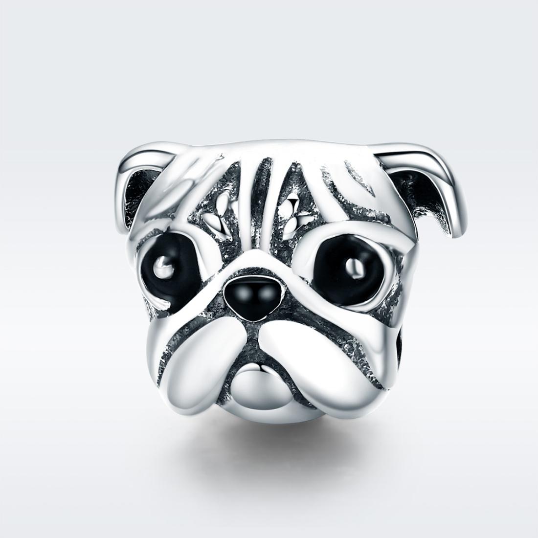 925 Sterling Silver Pug Diamond Bead Bracelet Accessory