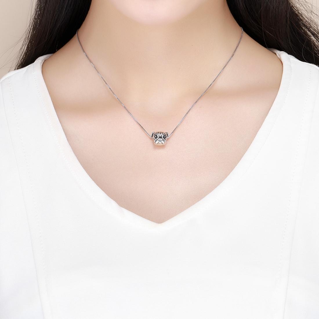 925 Sterling Silver Pug Diamond Bead Bracelet Accessory