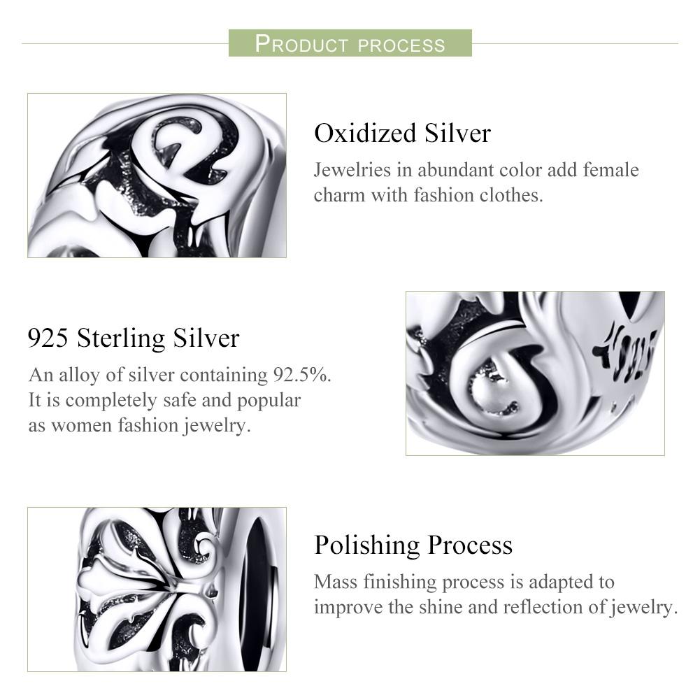925 Sterling Silver Flower Beads Bracelet Hollow Pattern