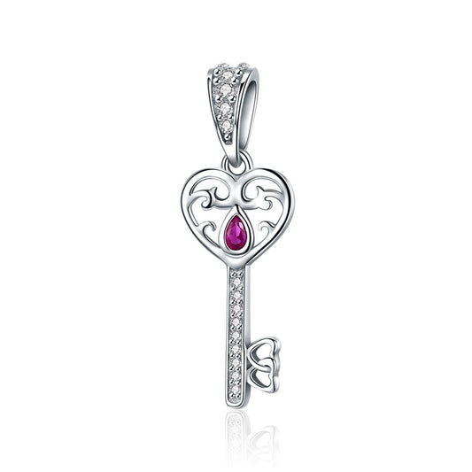 925 Sterling Silver Key Pendant For Happiness Charm