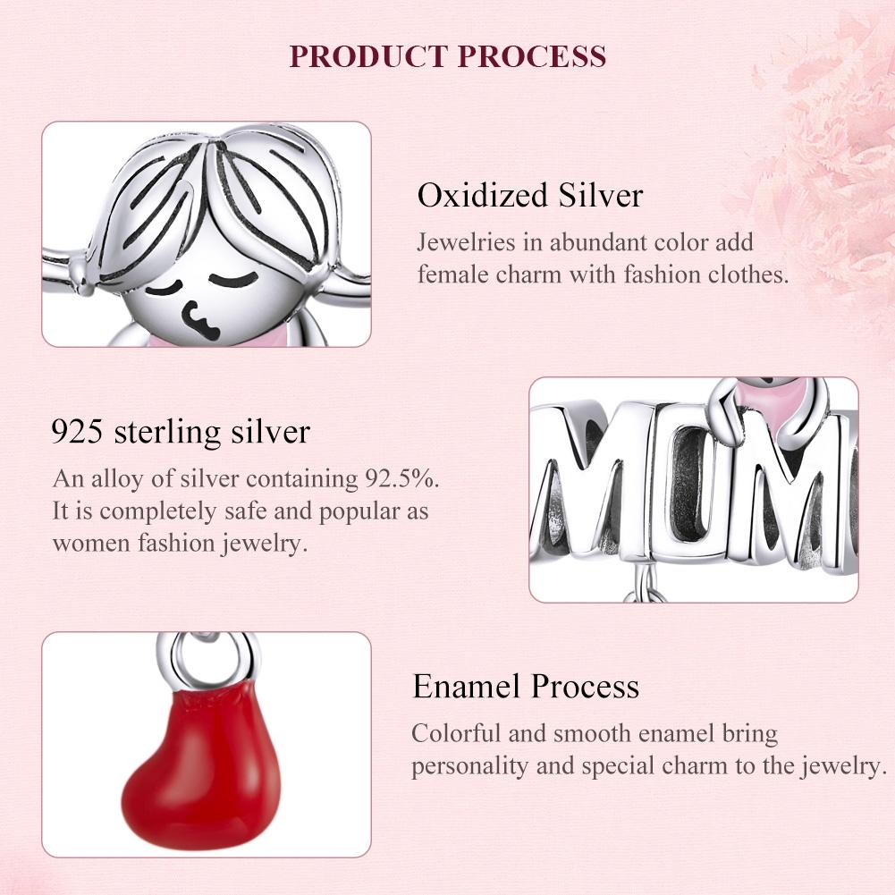 925 Sterling Silver Mom Beads For Diy Bracelets & Necklaces