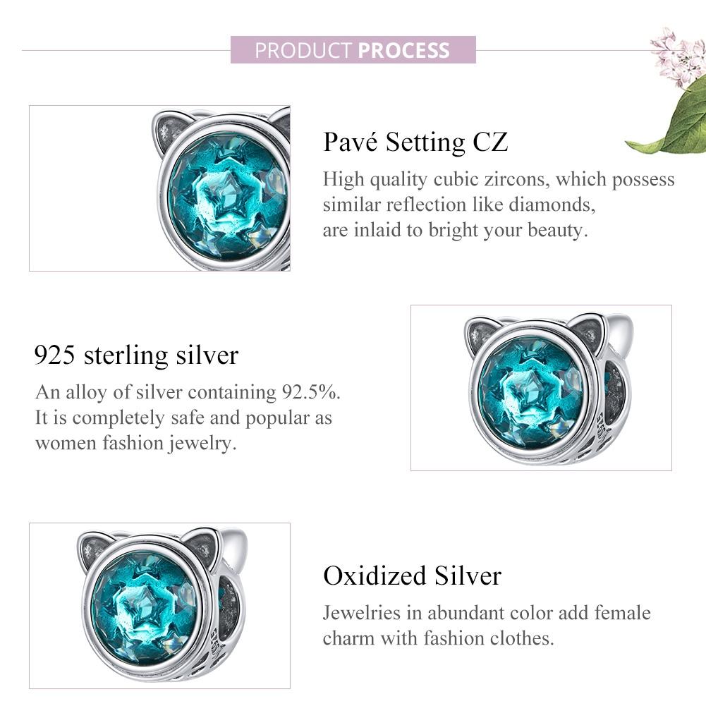 925 Sterling Silver Cat Ear Bead Bracelet / Necklace Accessory